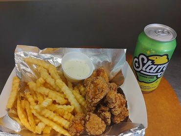 Fried chicken with waffle fries