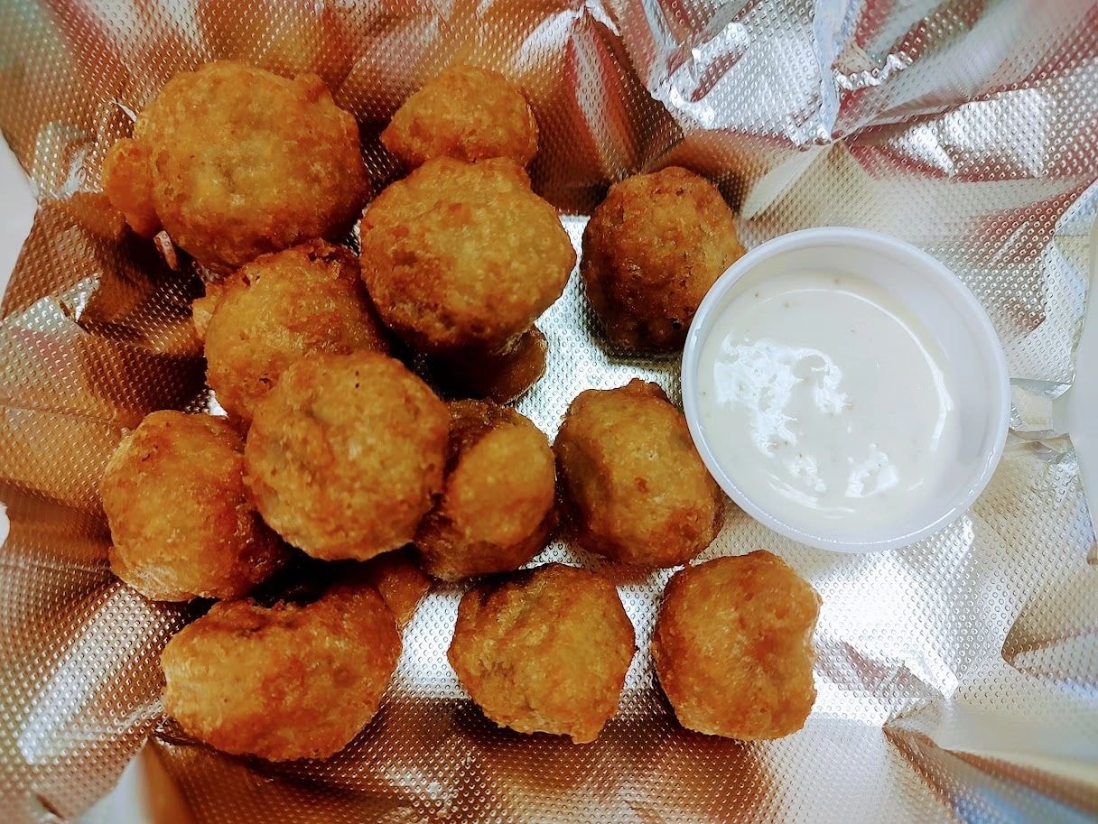 Fried hushpuppies with dipping sauce
