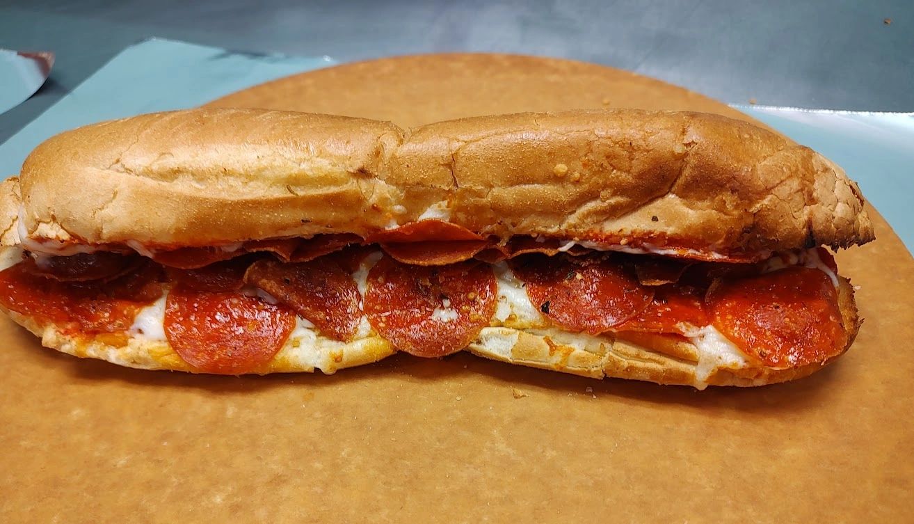 Sub sandwich with pepperoni and cheese